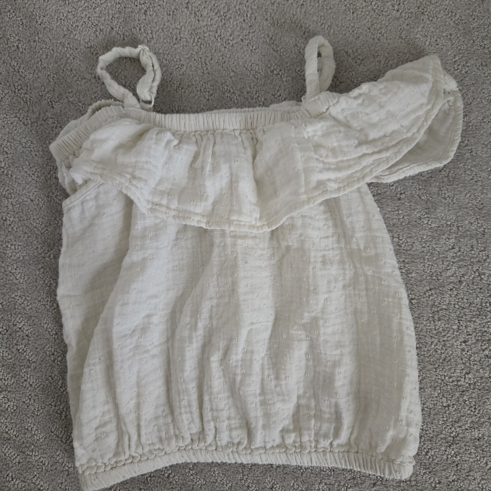 Old Navy Cream Ruffled Cold Shoulder Top - Picture 2 of 4